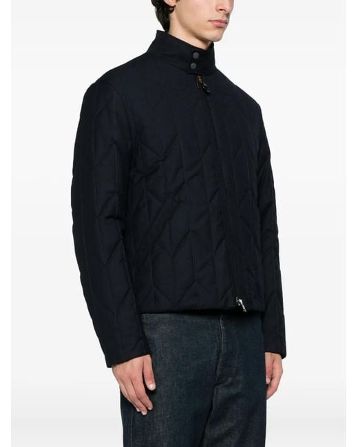 Canali Black Quilted Diamond-Pattern Padded Jacket for men