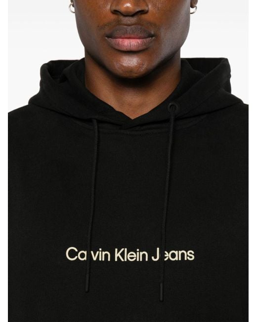 Calvin Klein Katoenen Hoodie Met Logoprint in het Black voor heren