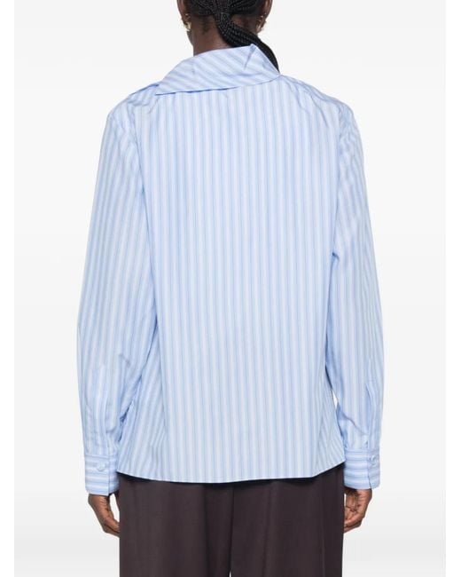 Trame Auree Blue Nina Striped Asymmetric-Collar Shirt