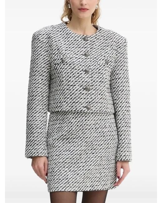 Gestuz Gray Tweed Button-Detailed Jacket