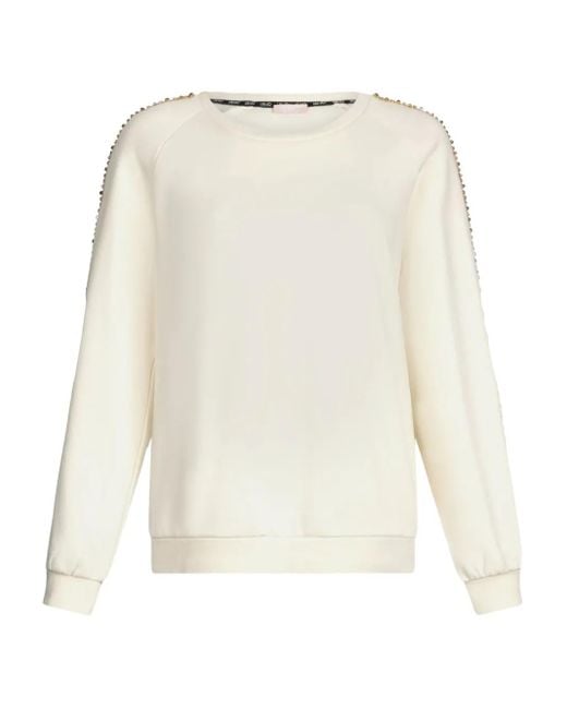 Felpa Girocollo Con Strass di Liu Jo in White