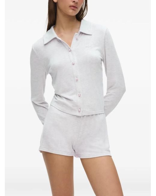 Karl Lagerfeld White Pearl-Button Cardigan