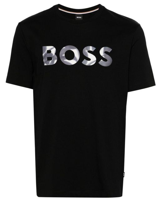 T-shirt en coton à logo imprimé Boss pour homme en coloris Black