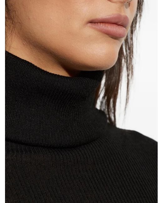 Rick Owens Black Ribbed-Knit Roll-Neck Sweater
