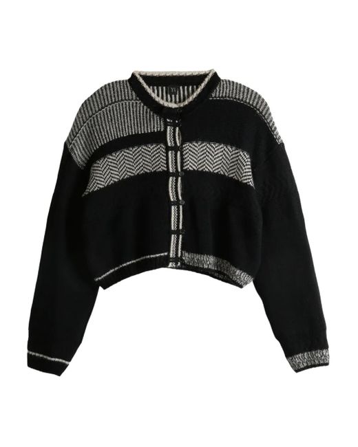 Y's Yohji Yamamoto Patchwork Cropped Cardigan Black