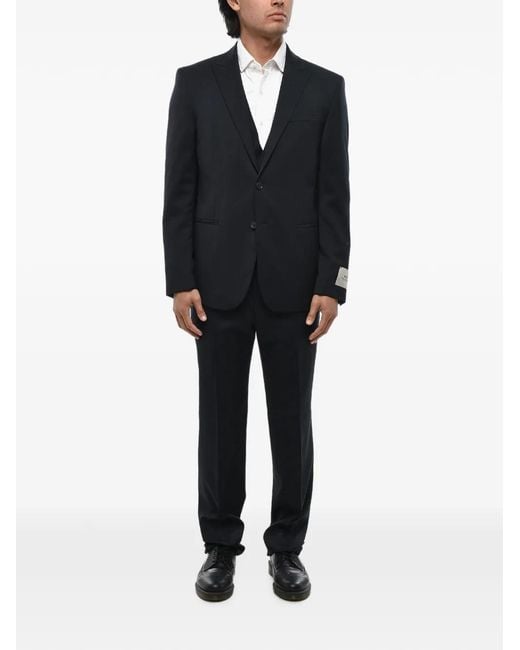 Corneliani Black Peak-Lapel Three-Piece Suit for men