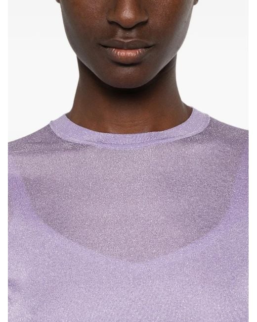 Maje Purple Short-Sleeve Metallic-Thread T-Shirt (Set Of Two)