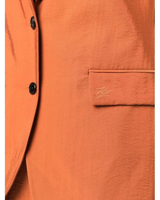 Karl Lagerfeld Orange Veston En Laine À Coupe Mi-Longue