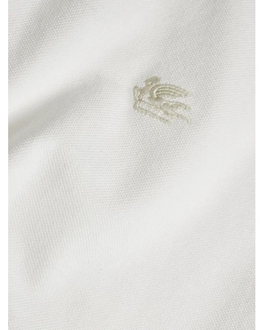 Etro White Pegaso-Embroidered Polo Shirt for men