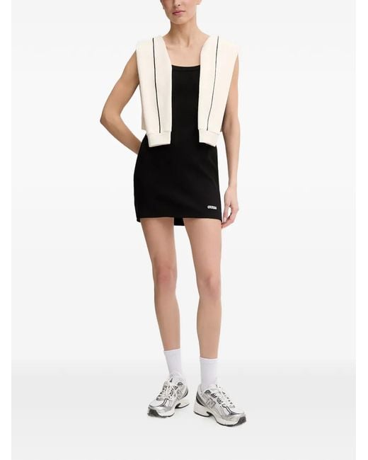 Guess Black Logo-Patch Mini Dress