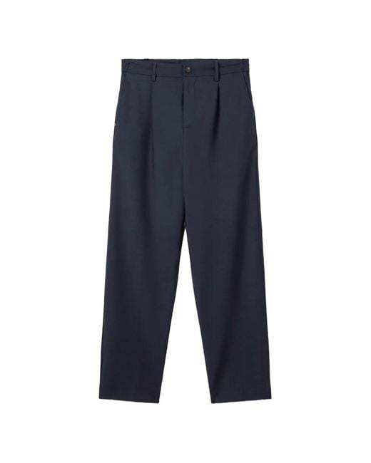 White Sand Blue Luke Pleated Trousers for men