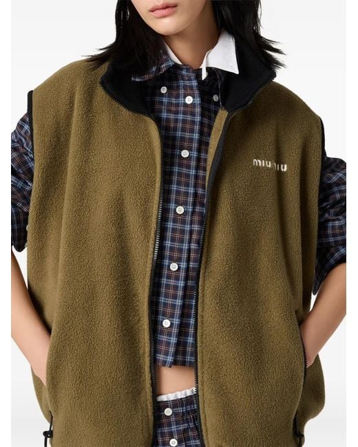 Miu Miu Green Fleece Zipper Vest