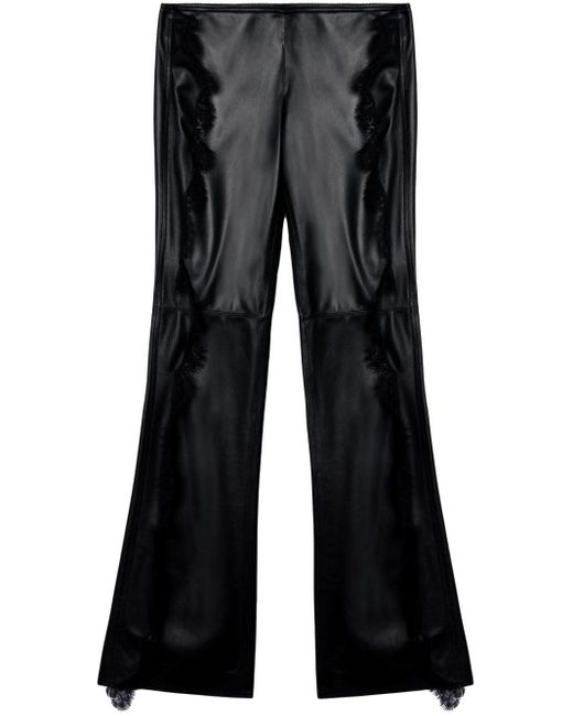 Off-White c/o Virgil Abloh Blue Lace-trim Leather Trousers