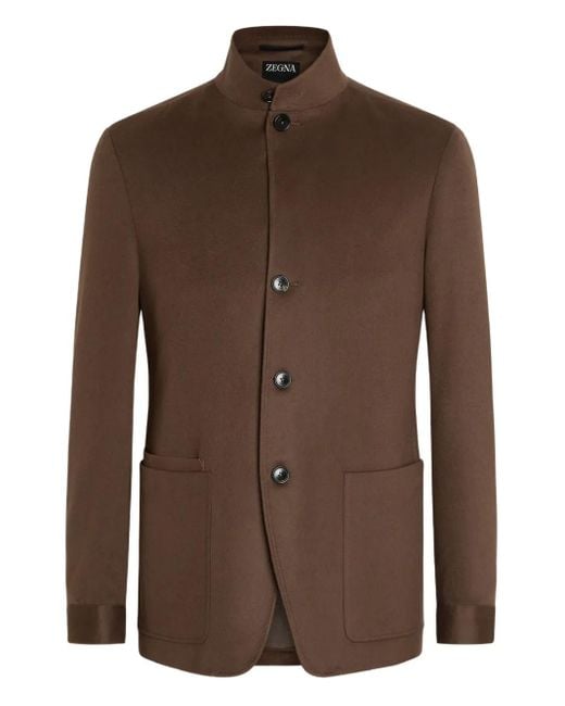 Zegna Brown Oasi Patch-Pocket Buttoned Jacket for men