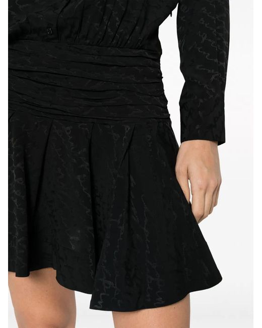 Pinko Black Arzach Logo-Jacquard Shirtdress