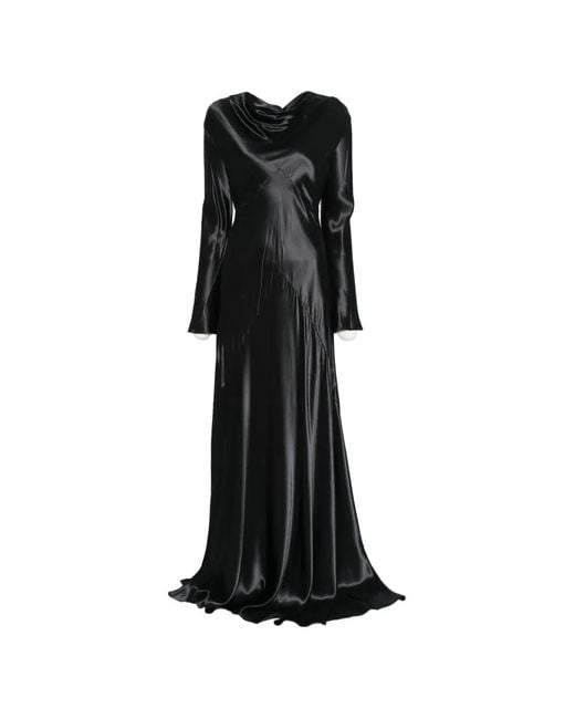 Erika Cavallini Semi Couture Black Open-Back Satin Maxi Dress
