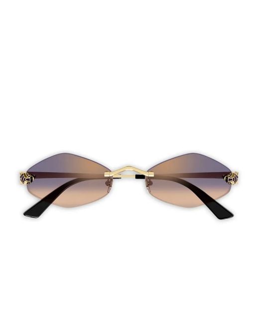 Cartier Brown Panthère Geometric-Frame Sunglasses