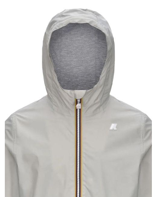 K-Way Gray Jack Logo-Print Hooded Jacket for men