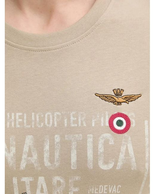 Aeronautica Militare White Helicopter-Print Cotton T-Shirt for men