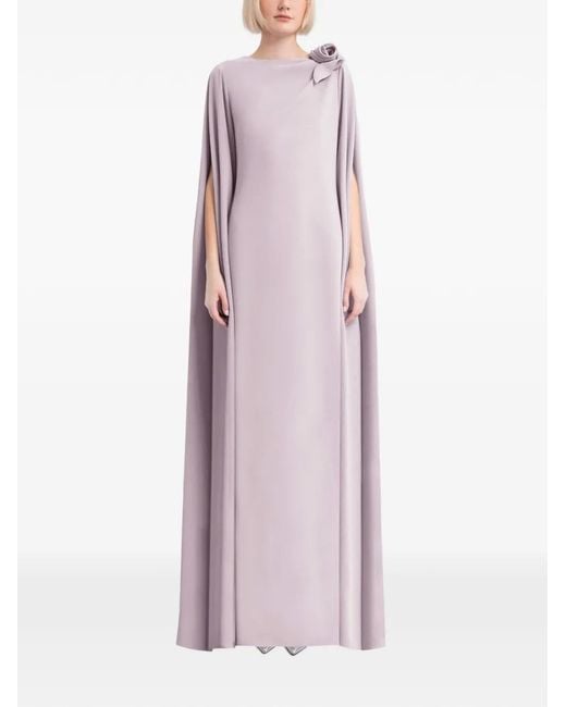 Gemy Maalouf Purple Rose-Detail Maxi Dress