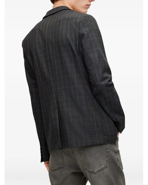 HUGO Blue Check-Pattern Blazer for men