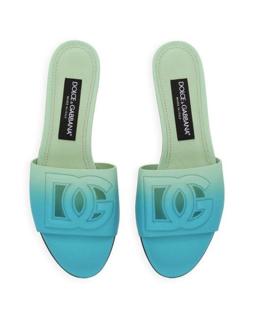 Slippers con aplique del logo Dolce & Gabbana de color Green