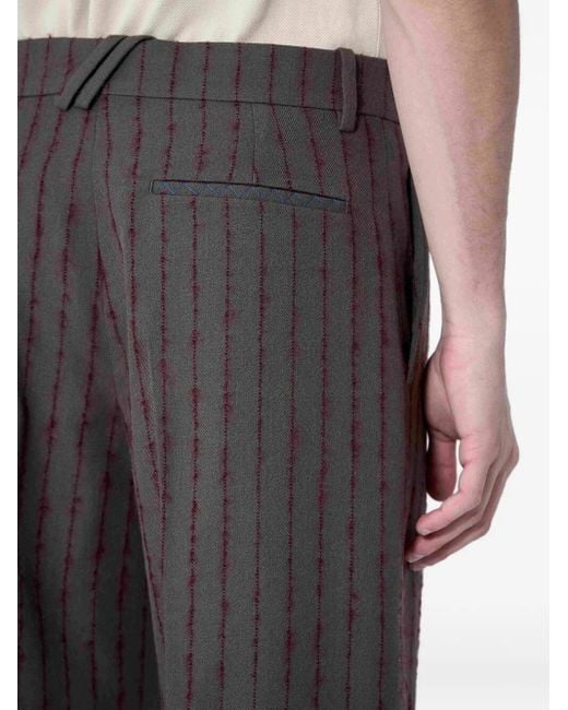 Burberry Gray Striped Wool Tailored Pants for men