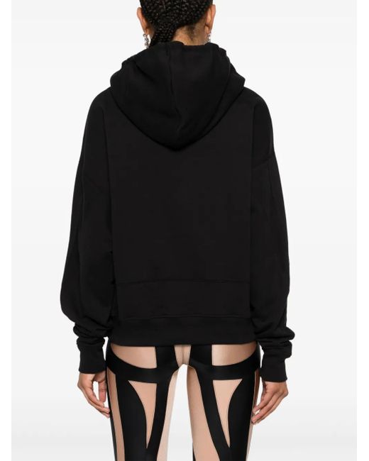 Mugler Black Logo-Lettering Jersey Hoodie