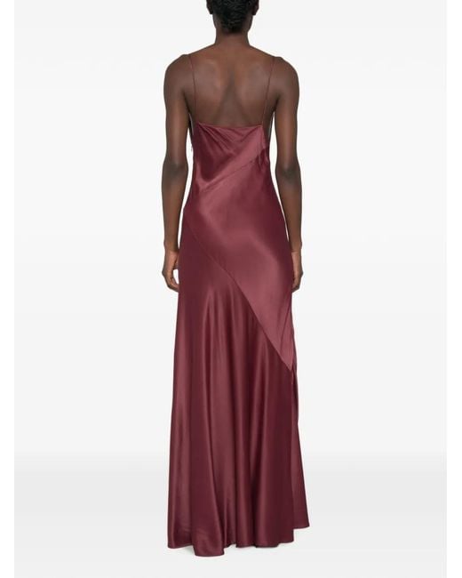 Alberta Ferretti Purple Side-Slit V-Neck Maxi Dress