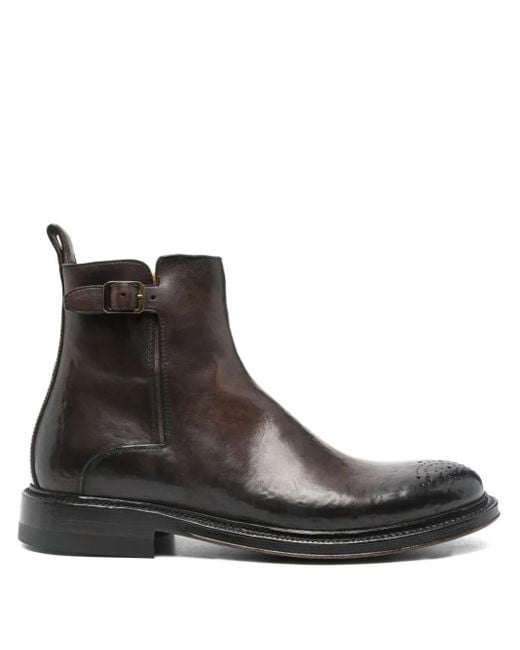 Silvano Sassetti Brown Buckle Perforated Boots for men
