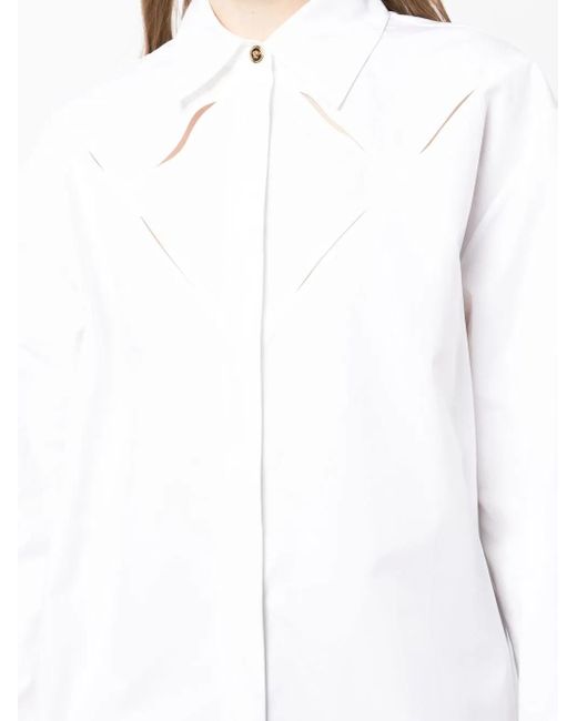 Versace White Cut-Out Detail Long-Sleeve Shirt