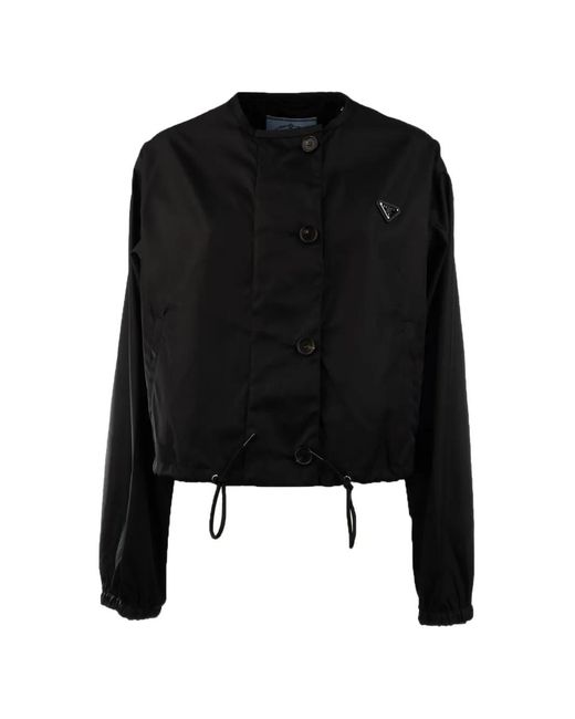 Prada Black Re-Nylon Logo-Plaque Jacket