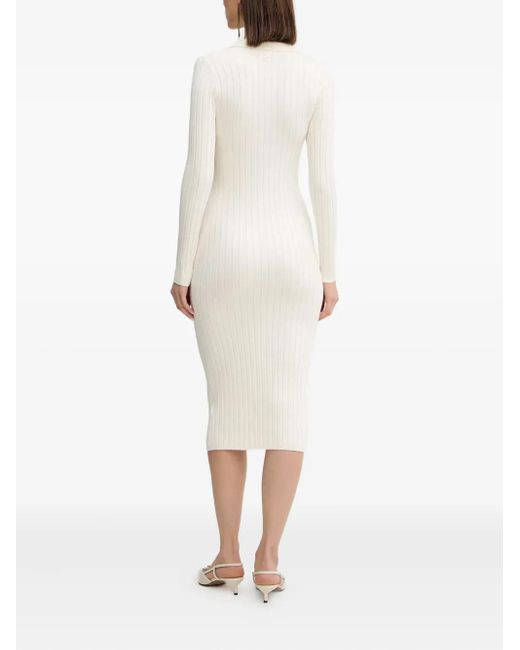 Guess White Ribbed Knit Midi Dress