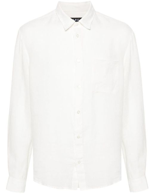A.P.C. White Cassel Logo-embroidered Shirt for men