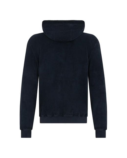 Fedeli Blue Zip-Up Drawstring Hoodie for men