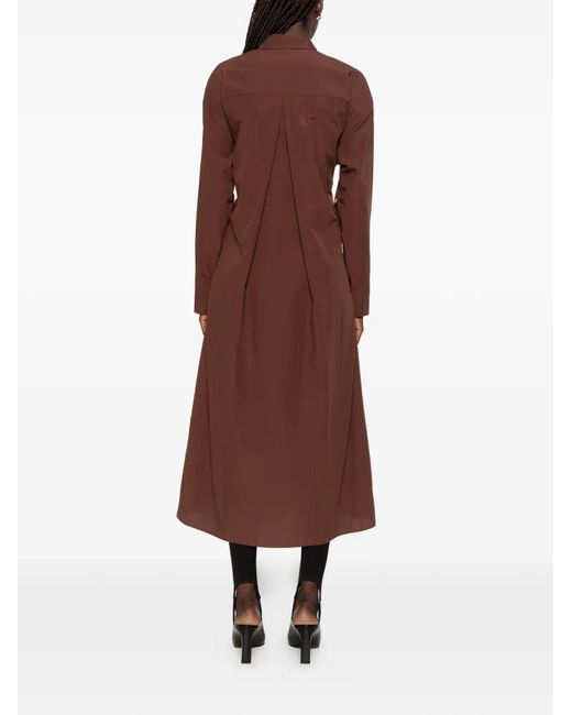 PT Torino Brown Emilia Belted Midi Shirt Dress