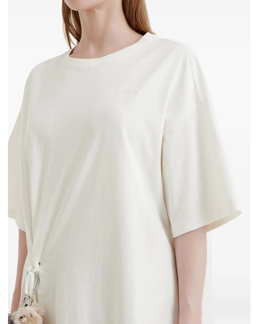 Izzue White Drawstring-Detail Cotton T-Shirt