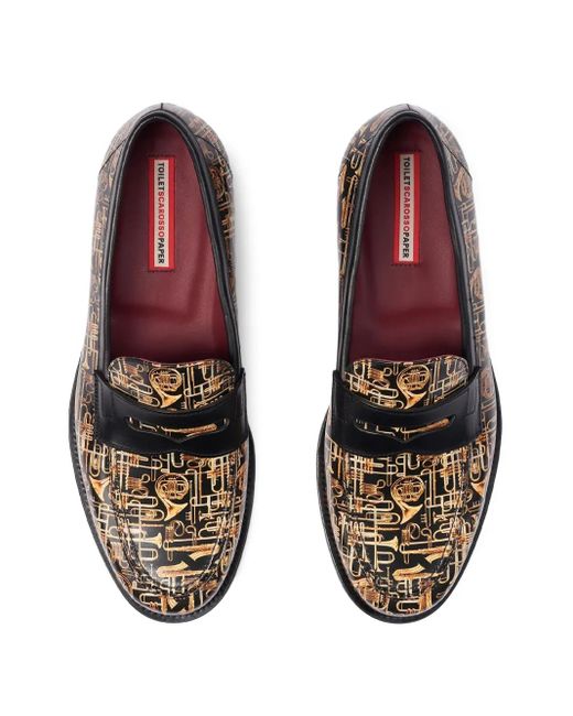 Scarosso Black Graphic-Print Loafers for men