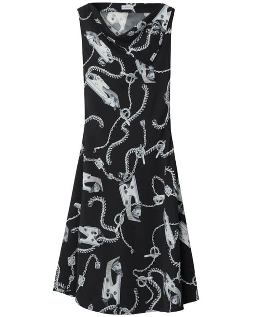 Burberry Black Knight Hardware Flared Sleeveless Dress