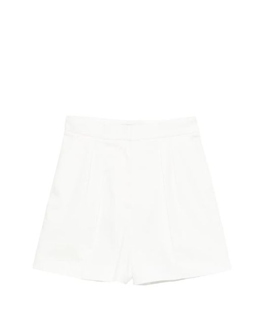 Max Mara White Flared Satin Shorts With High-Cut Waistband
