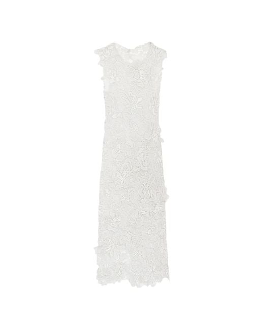Jonathan Simkhai White Dahlia Floral-Lace Midi Dress