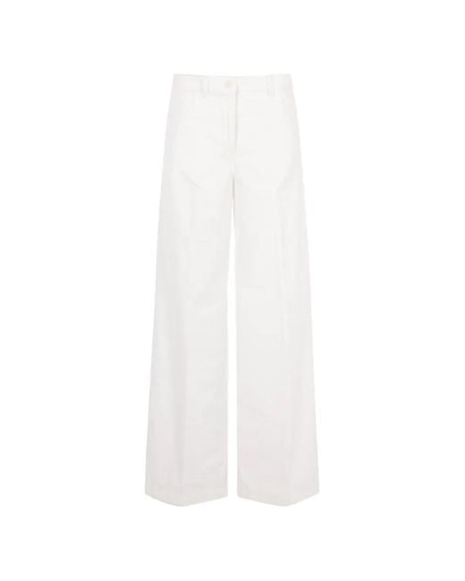 Aspesi White Corduroy Wide-Leg Trousers