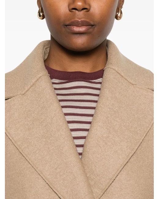 Harris Wharf London Natural Belted-Wool Coat