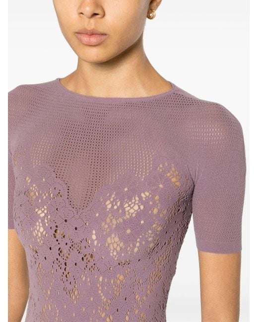Wolford Purple Distressed Warp-knit T-shirt