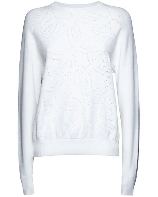 Ferragamo White Pullover Mit Rundem Ausschnitt