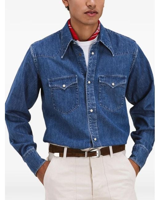 Fortela Blue Yellowstone Denim Western Shirt for men