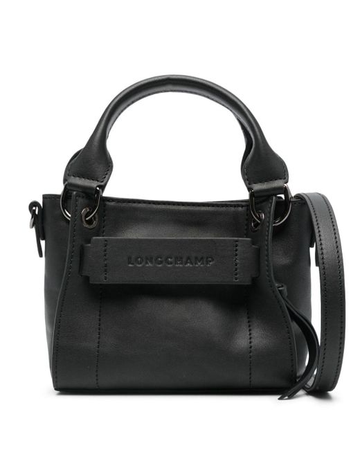 Longchamp Black Xs 3d Leather Tote Bag