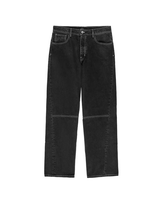 NAHMIAS Black Stone Wash Stitching Jeans for men