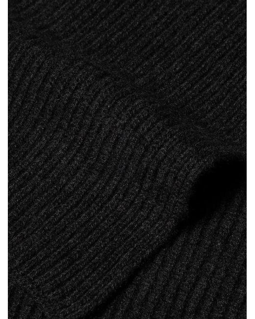 Sunspel Black Ribbed-Knit Scarf for men