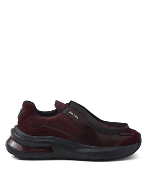 Prada Black Logo-Print Leather Sneakers for men
